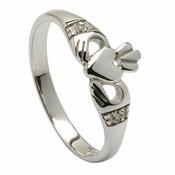 Bague Claddagh moderne en or blanc image