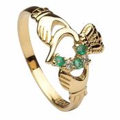 Émeraude et diamant Bague Claddagh image