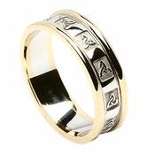 Carved Trinity Wedding Ring with Trim image