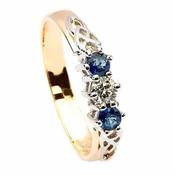 Saphir und Diamant drei Steinring