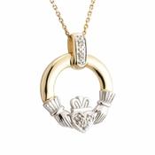 Gold Diamond Claddagh Pendant