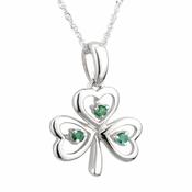 Pendentif en fil de trèfle émeraude image