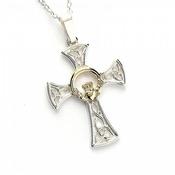 Croix d'argent et d'or Claddagh