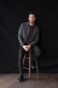 Smoke Herringbone Tweed Aviator Jacket — Available to Preorder Now - M image