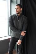 Smoke Herringbone Tweed Shackleton Jacket with Charcoal Cable Knit Sleeve and Linen Trim — Available to Preorder Now - 46 image