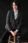 Women's Smoke Herringbone Cropped  Tweed Jacket &amp; Blazer — Available to Preorder Now - 16 image