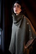 Moss Green Tweed Snood Scarf With Reversible Velvet - U image