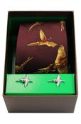 Wine Flying Pheasants Silk Tie &amp; Cufflink Set
