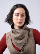 Women's Oak Brown Herringbone Tweed Snood Scarf with Reversible Velvet — Available to Preorder Now - U