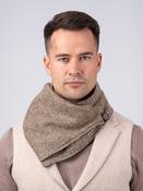 Men's Oak Brown Herringbone Tweed Snood Scarf with Reversible Velvet - U image