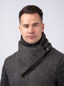 Men's Smoke Herringbone Snood Scarf with Reversible Velvet — Available to Preorder Now image