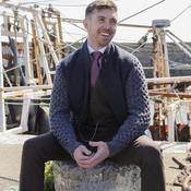 Blue Shackleton Jacket with Navy Marl Cable Knit Sleeve - 38 image