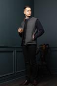 Grey Herringbone Tweed Bodywarmer with Leather Trims - 38 image