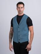 Mens Seafoam Linen Waistcoat &amp; Vest With Revere - 42 image