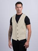 Mens Natural Linen Waistcoat &amp; Vest With Revere - 38 image