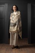 Women's Neutral Check Lambswool Brat Shawl image