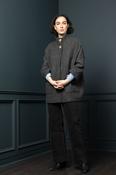 Women's Smoke Herringbone Tweed Cape Coat — Available to Preorder Now - XL image