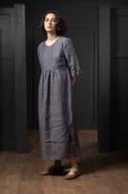 Women's Linen Denim Dress With Sleeves - S image
