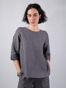 Women's Pleat Back Denim Linen Top - M image