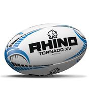 Rhino Tornado Rugby Match Ball - White Blue Black / Size 5 image