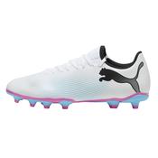 Puma Future 7 Play Firm Ground Football Boots White - White Black Pink / 8.5 Uk image