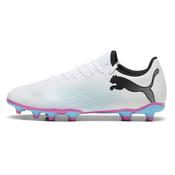 Puma Future 7 Play Junior Firm Ground Football Boots White Pink - 3 Uk / White Black Pink image