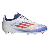 Adidas F50 League Firm Ground Junior Football Boots White Solar Red Lucid Blue - 4 Uk image