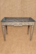 Finely Carved Classical Grey Console Table with Grey Marble Top