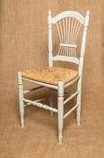 Antique Painted Kitchen Chair with Woven Seat