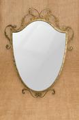 Pier-Luigi Colli Shield Shaped Gilded Wrought Iron Mirror