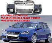 VW GOLF MK 5 V Yrs 04-09 OEM STYLE R32 FULL FRONT BUMPER &amp; Grills PLASTIC