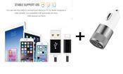 XINNIER USB Cable 2A 1.5M &amp; Car Charger, Metal Cord Data Sync Wire Charger For iphone 7/ 6 plus 5S image