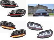 Headlights 3D LED DRL Volkswagen VW Golf 7 VII 2012-2017 RED R20 GTI Look LED Flowing Dynamic Sequential Turning Lights RHD image