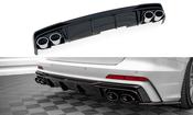 Audi A6 C8 S LIne Yrs 18 - 23 Rear Bumper Diffuser Valance W Exhaust Tips   Gloss Black