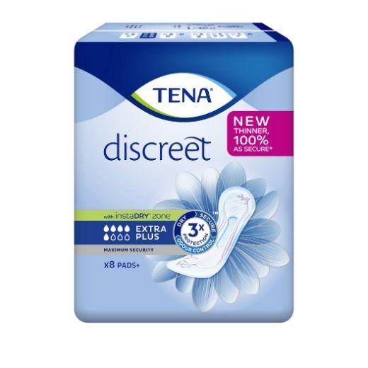 TENA Discreet Extra Plus Incontinence Pads 8 Count - Triple Protection, Fast Absorption