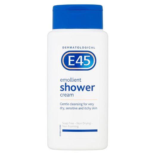 E45 Shower Cream for Dry, Sensitive, Itchy Skin - Gentle Cleansing, Dermatologically Tested, Soap Free, Non Drying, Non Foaming - Size 200ml