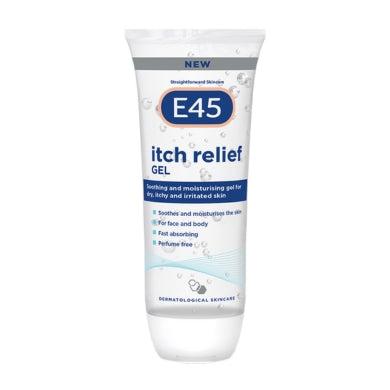 E45 Itch Relief Gel 100ml Soothes and moisturises the skin, For face and body, Fast absorbing, Perfume free