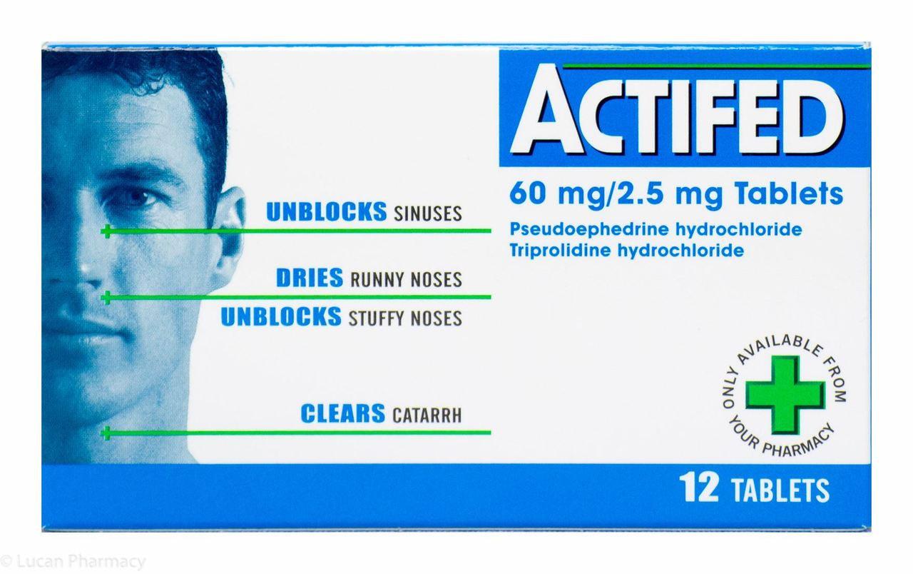 Actifed Tablets for Nasal Congestion, Sinus Pressure, Runny Noses, Stuffy Noses & Catarrh - 12 Tablets