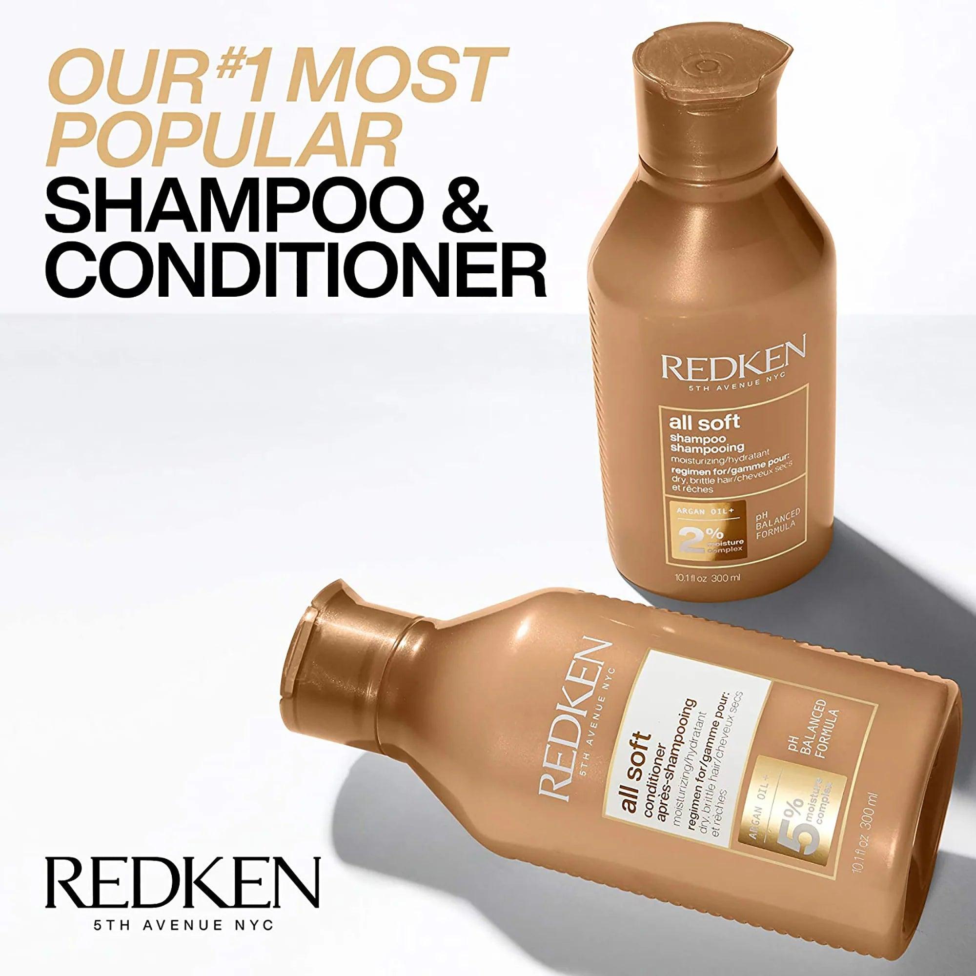 Redken All Soft Shampoo for Dry/Brittle Hair - Moisturizing with Argan Oil - 300ml
