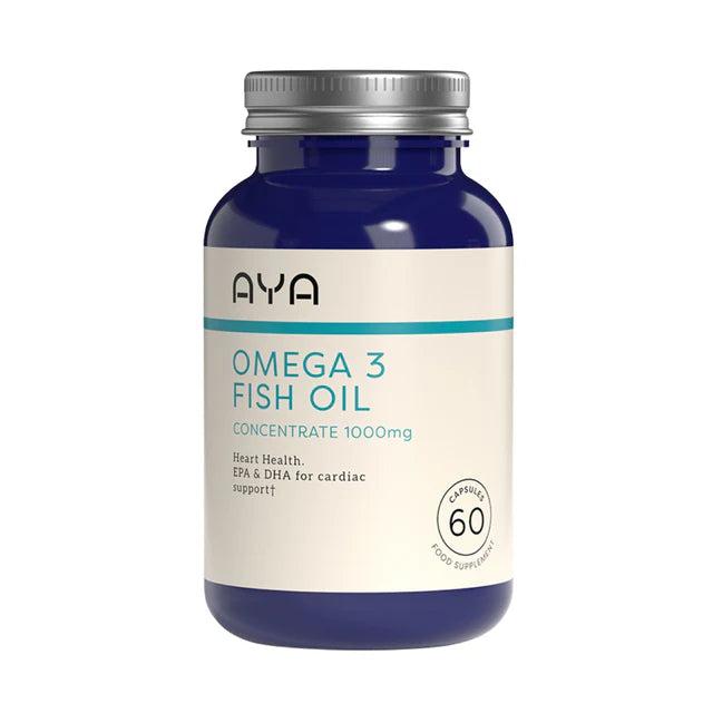 AYA Omega 3 Fish Oil 1000mg - 60 Capsules - Heart Health, EPA & DHA for cardiac support