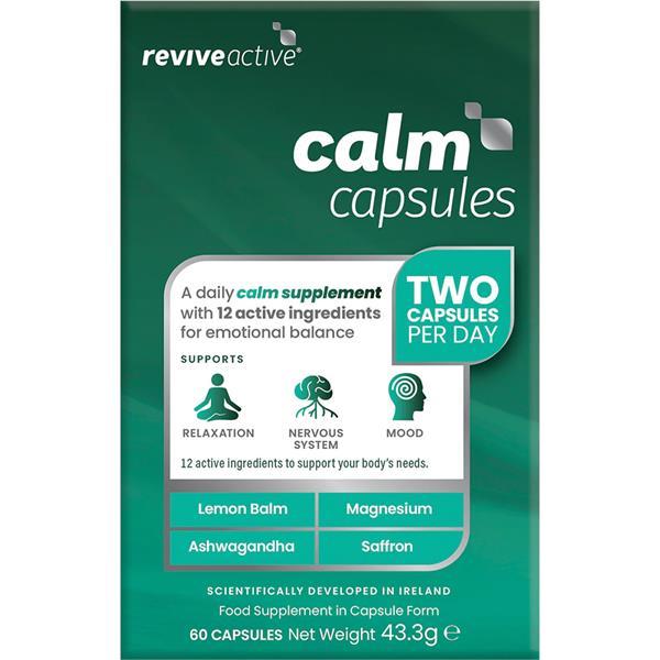 Revive Active Calm Capsules - 60 Capsules, Supports Relaxation, Mood, Nervous System with Lemon Balm, Ashwagandha, Saffron, Magnesium & Vitamins
