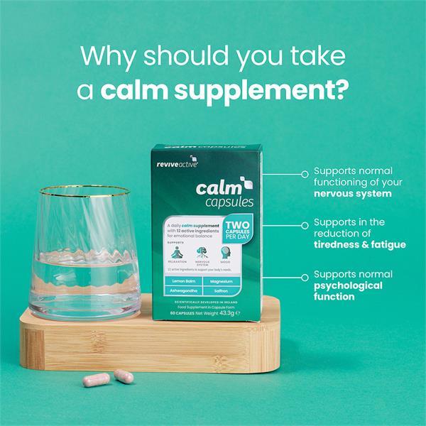 Revive Active Calm Capsules - 60 Capsules, Supports Relaxation, Mood, Nervous System with Lemon Balm, Ashwagandha, Saffron, Magnesium & Vitamins