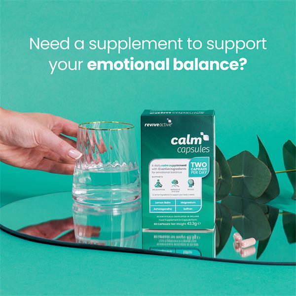 Revive Active Calm Capsules - 60 Capsules, Supports Relaxation, Mood, Nervous System with Lemon Balm, Ashwagandha, Saffron, Magnesium & Vitamins
