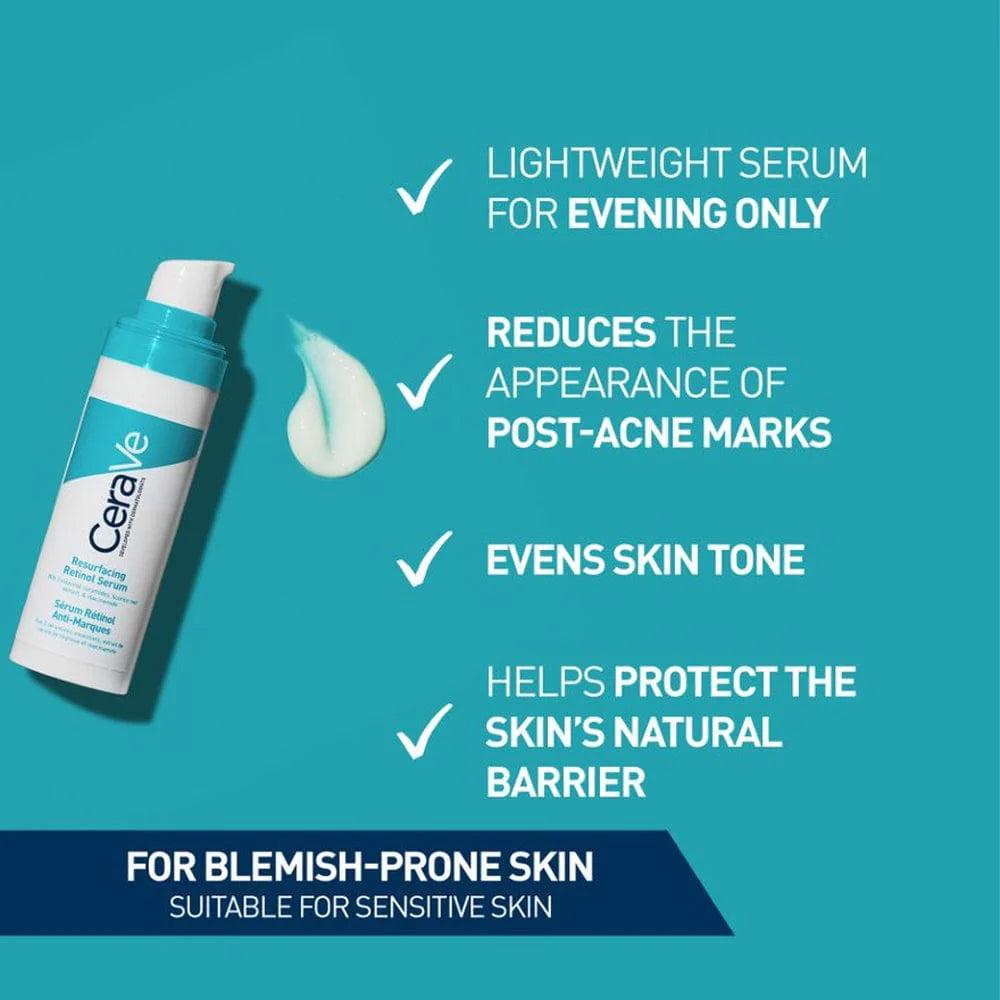 CeraVe Retinol Serum 30ml - Reduces Post-Acne Marks & Pores, Restores Skin Barrier