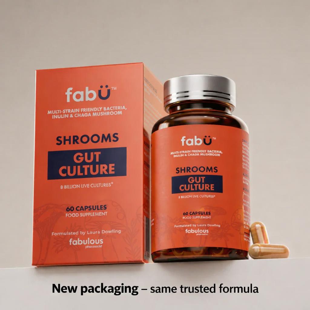 FabU Gut Culture 60 Capsules - Multi-strain Bacteria, Inulin & Chaga Mushrooms - 8 Billion Live Cultures