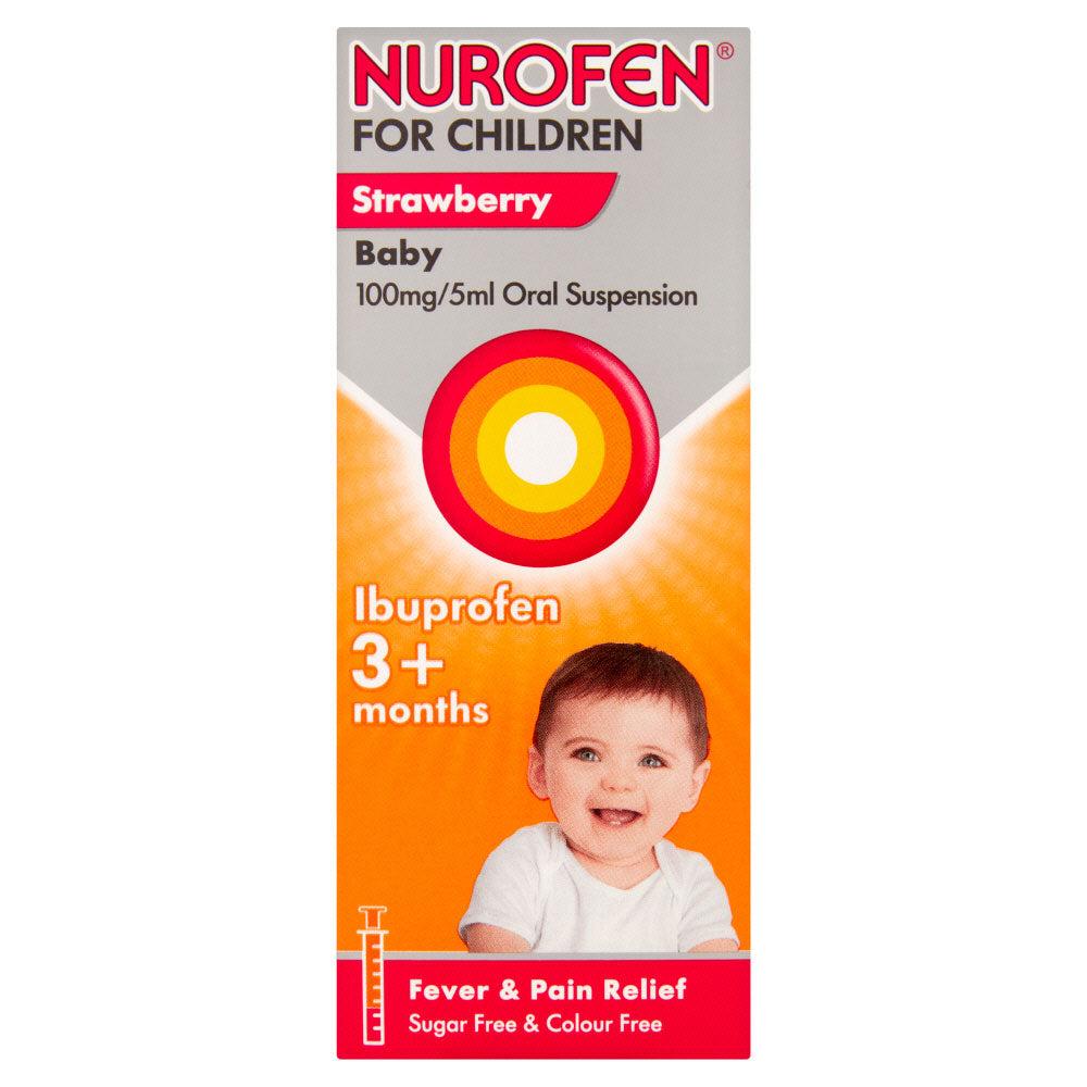 Nurofen Strawberry 200ml for Children 3+ months Fever & Pain Relief Sugar Free & Colour Free