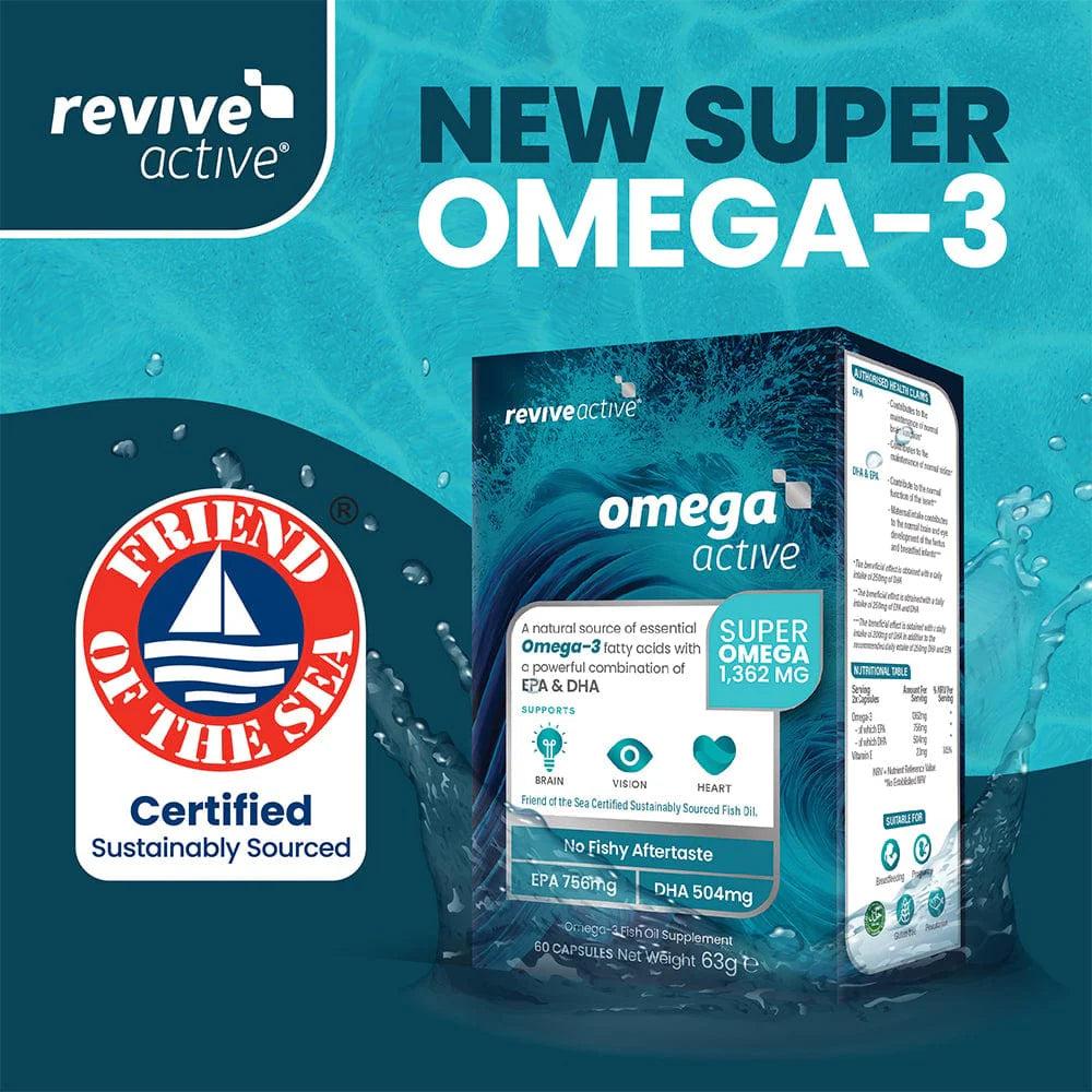 Revive Active Omega Active Omega-3 Fish Oil Supplement 60 Capsules EPA 756mg DHA 504mg Brain Vision Heart