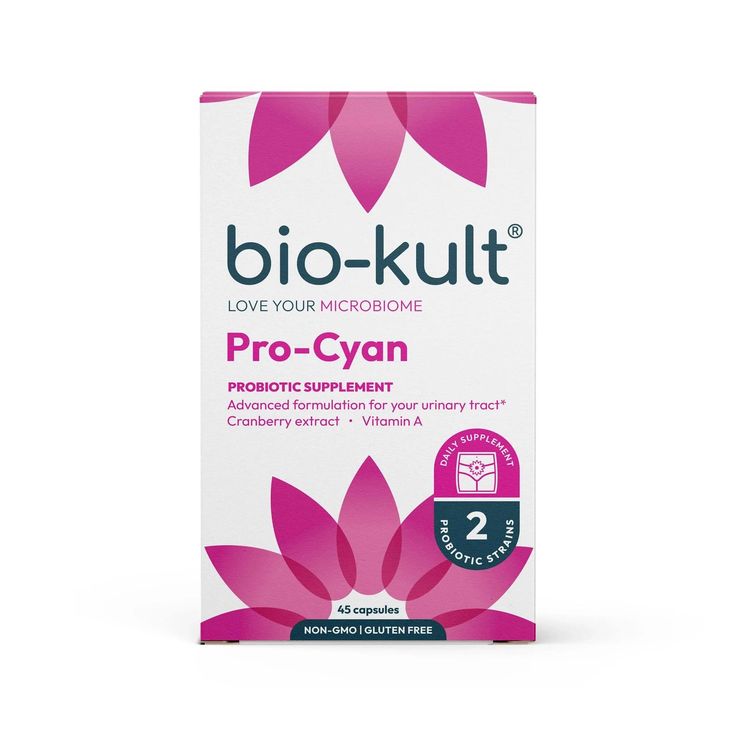 Bio-Kult Pro-Cyan Probiotic 45 Capsules - Advanced Formulation for Urinary Tract with Cranberry extract, Vitamin A & Live Bacteria