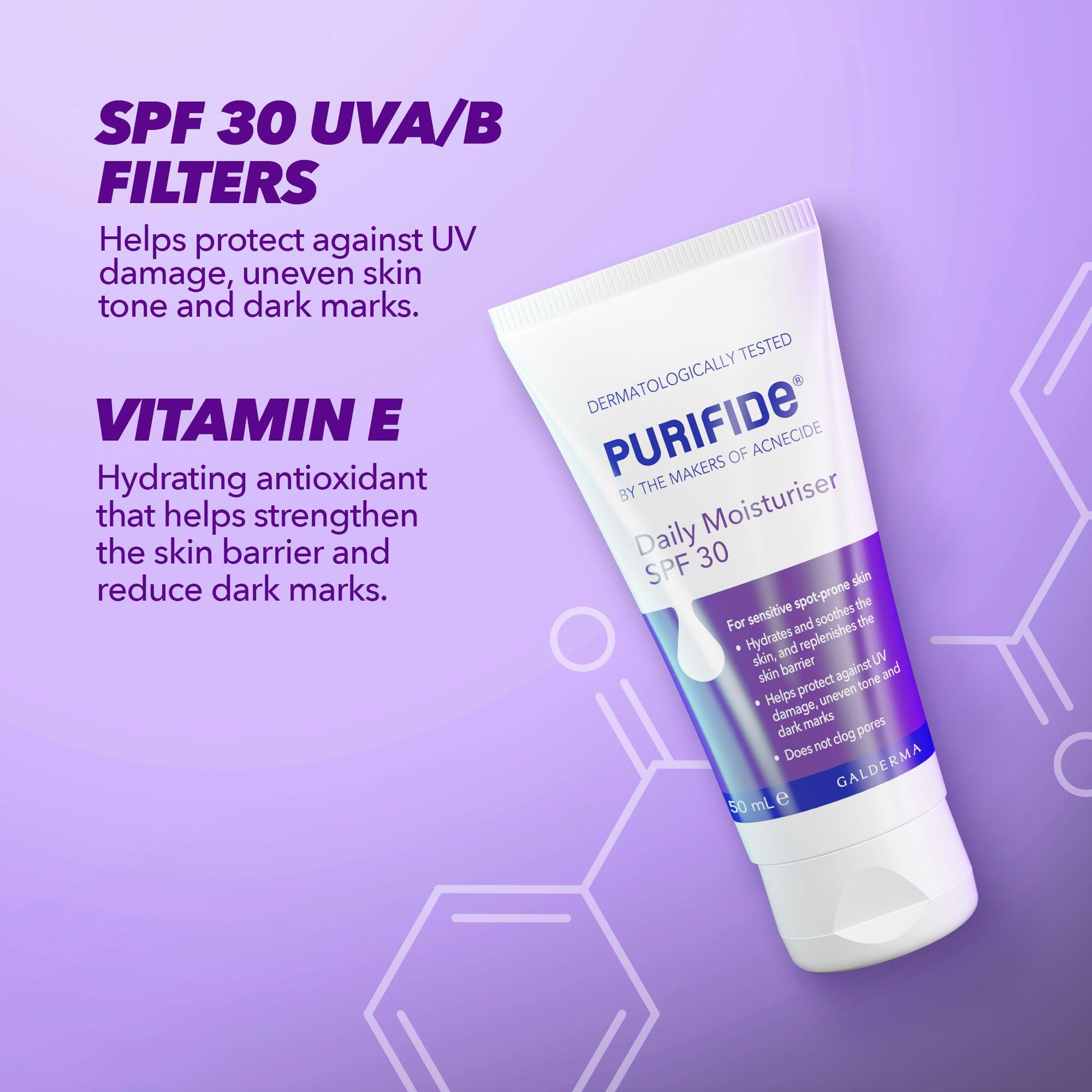 Purifide Daily Moisturiser SPF 30 50ml for Sensitive Spot-Prone Skin