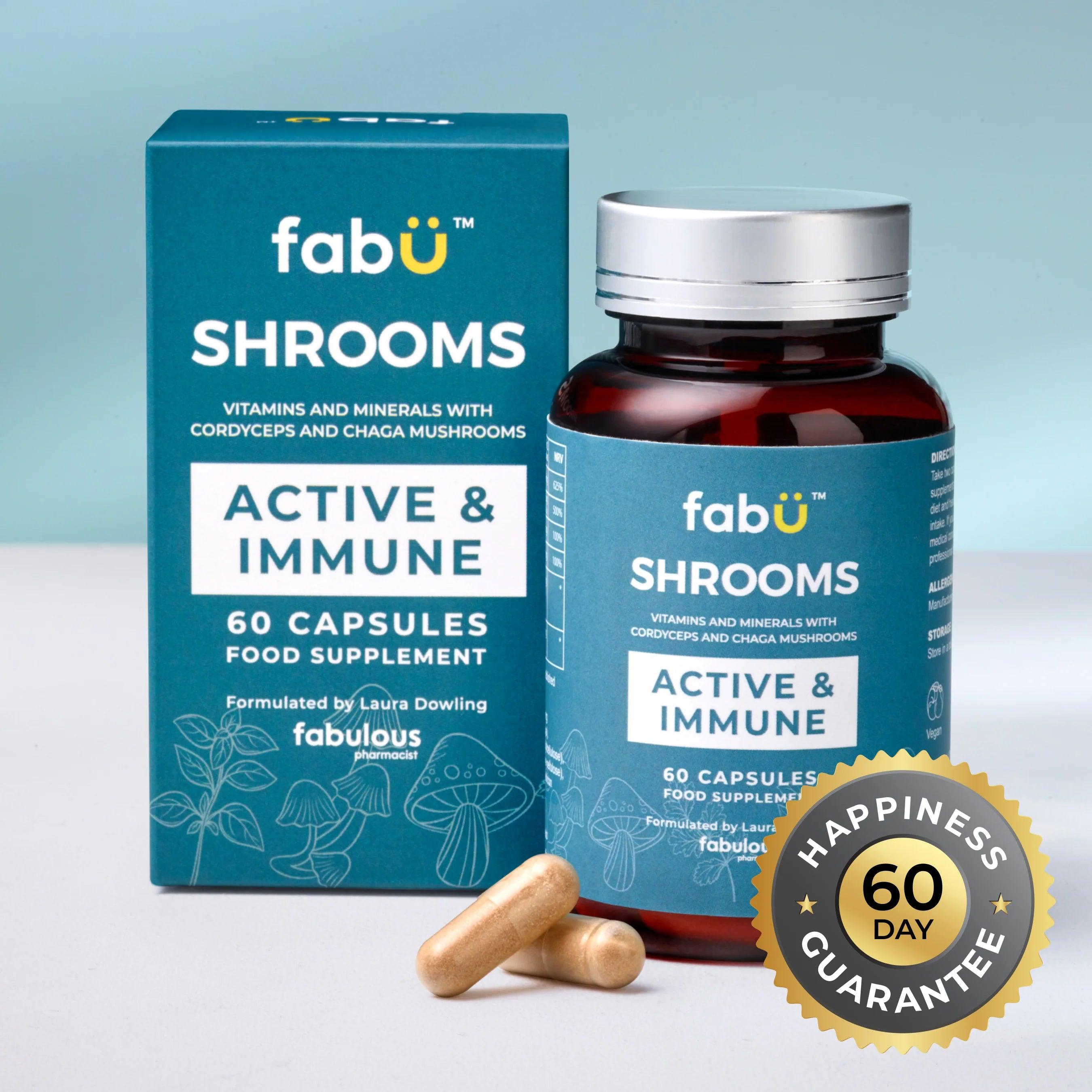 Shrooms Immune 60 Capsules - Vitamins & Minerals with Cordyceps & Chaga Mushrooms - Immune Support